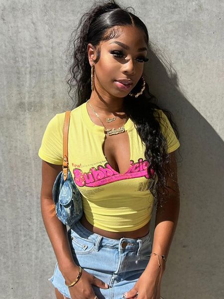 women's t-shirt sifreyr letter print baby tees women summer crops v neck short sleeve fashion streetwear y2k yellow casual t-shirts 23, White
women's t-shirt sifreyr letter print baby tees women summer crops v neck short sleeve fashion streetwear y2k yellow casual t-shirts 23, White