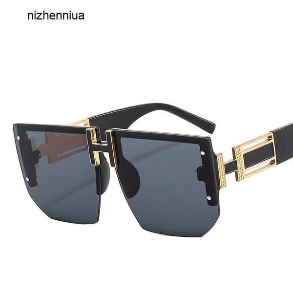 hermm elegant sunglasses h large frame fashionable sunglasses ins trendy punk style metal, White;black
hermm elegant sunglasses h large frame fashionable sunglasses ins trendy punk style metal, White;black