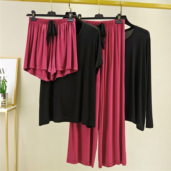 women's sleepwear solid color pijamas suit women autumn pyjamas spring summer modal home suits female loose 4 pieces set tracksuits 230, Black;red
women's sleepwear solid color pijamas suit women autumn pyjamas spring summer modal home suits female loose 4 pieces set tracksuits 230, Black;red