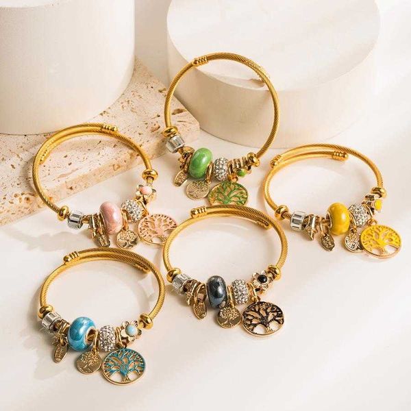 gold stainless steel bracelet diy lucky tree drop oil pendant open adjustable, Golden;silver
gold stainless steel bracelet diy lucky tree drop oil pendant open adjustable, Golden;silver