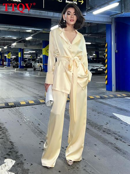 women's two piece pants ttqv elegant yellow satin two piece set for women casual lapel long sleeve lace-up shitrs and high waisted stra, White
women's two piece pants ttqv elegant yellow satin two piece set for women casual lapel long sleeve lace-up shitrs and high waisted stra, White