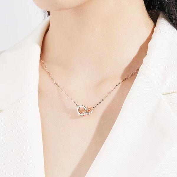 luxury fashion necklace designer jewelry party 925 silver double rings diamond pendant rose gold necklaces for women fancy dress long chain
luxury fashion necklace designer jewelry party 925 silver double rings diamond pendant rose gold necklaces for women fancy dress long chain