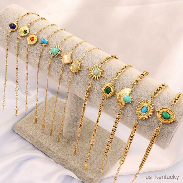 charm bracelets vintage stainless steel bracelet for women turquoise pendant bracelet colorful natural stone bracelets chain bracelet jewelr, Golden;silver
charm bracelets vintage stainless steel bracelet for women turquoise pendant bracelet colorful natural stone bracelets chain bracelet jewelr, Golden;silver