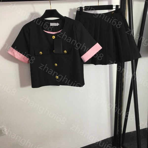 23ss skirt set womens designer clothing custom gold button patchwork color short sleeve suit jacket age reduction pleated short half skirt s, White
23ss skirt set womens designer clothing custom gold button patchwork color short sleeve suit jacket age reduction pleated short half skirt s, White