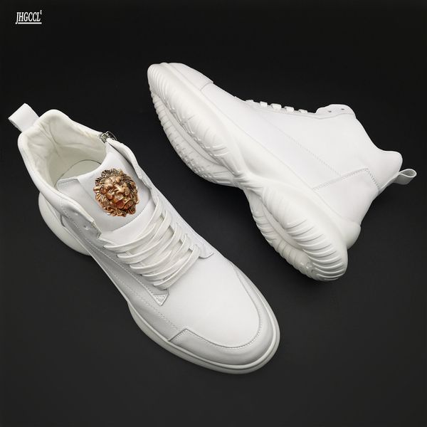new white sneakers boots men's high small white shoes thick soles to increase men's shoes hip hop trend casual shoes a20, Black
new white sneakers boots men's high small white shoes thick soles to increase men's shoes hip hop trend casual shoes a20, Black
