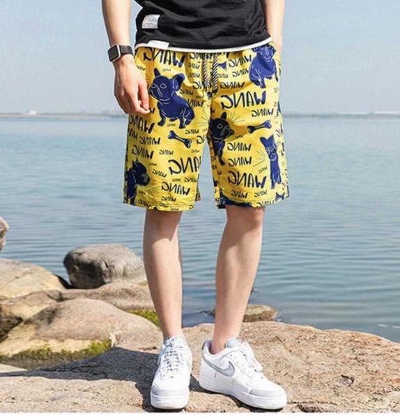 men's clothing summer printed shorts korean casual thin beach pants trend large seaside vacation capris, White;black
men's clothing summer printed shorts korean casual thin beach pants trend large seaside vacation capris, White;black