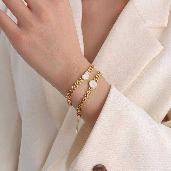 cold style link wheat design white sea shell heart shaped chain bracelet ornament titanium steel plated gold, Black
cold style link wheat design white sea shell heart shaped chain bracelet ornament titanium steel plated gold, Black