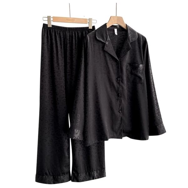 women's sleepwear pajamas women's spring and summer black leopard loose print silk sleepwear for women long-sleeved two-piece sati, Black;red
women's sleepwear pajamas women's spring and summer black leopard loose print silk sleepwear for women long-sleeved two-piece sati, Black;red