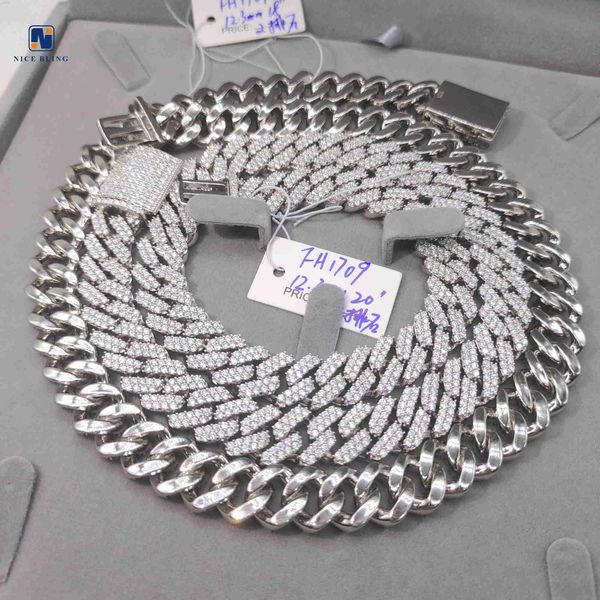 factory wholesale iced out cuban link chain necklace s925 vvs moissanite diamond 12.3mm 2 rows hip hop cuban chains necklace, Silver
factory wholesale iced out cuban link chain necklace s925 vvs moissanite diamond 12.3mm 2 rows hip hop cuban chains necklace, Silver