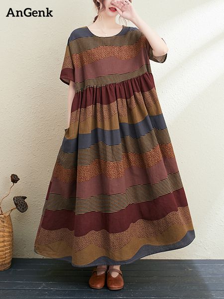 casual dresses summer cotton linen short sleeve vintage striped print dresses for women long fashion dress elegant vestidos robe femme 23051, Black;gray
casual dresses summer cotton linen short sleeve vintage striped print dresses for women long fashion dress elegant vestidos robe femme 23051, Black;gray