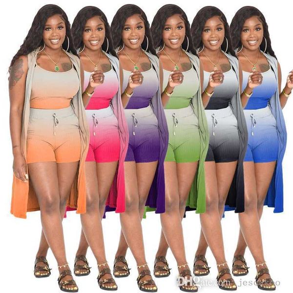 3xl womens gradient color tracksuits three piece set summer outfits sling long cape pit strips vest shorts matching sets, Gray
3xl womens gradient color tracksuits three piece set summer outfits sling long cape pit strips vest shorts matching sets, Gray