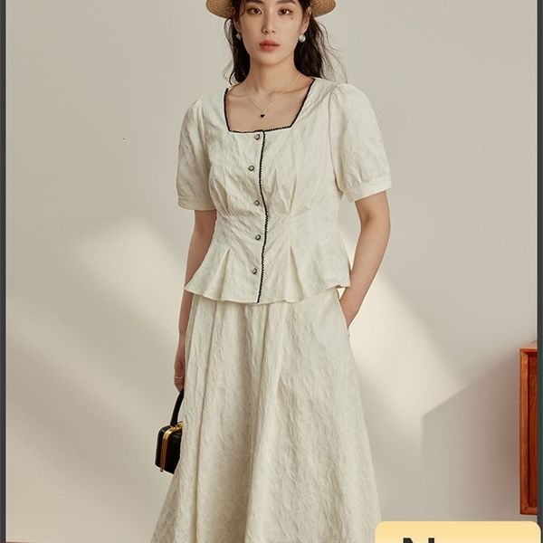 two piece dress dushu set contrast color elegant small fragrance texture summer for women skirts 230512, White
two piece dress dushu set contrast color elegant small fragrance texture summer for women skirts 230512, White