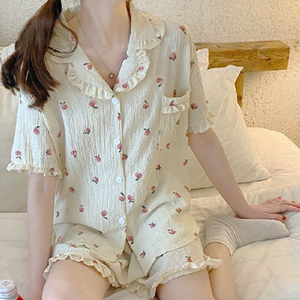 women's sleepwear korean style women's pajamas set student short sleeve shorts 2 pieces suit girls ruffles sweet cute lounge wear, Black;red
women's sleepwear korean style women's pajamas set student short sleeve shorts 2 pieces suit girls ruffles sweet cute lounge wear, Black;red