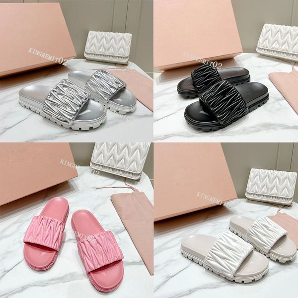designer slippers women sandals pleated satin slides platform slipper technical fabric sandal summer beach slide, Black
designer slippers women sandals pleated satin slides platform slipper technical fabric sandal summer beach slide, Black