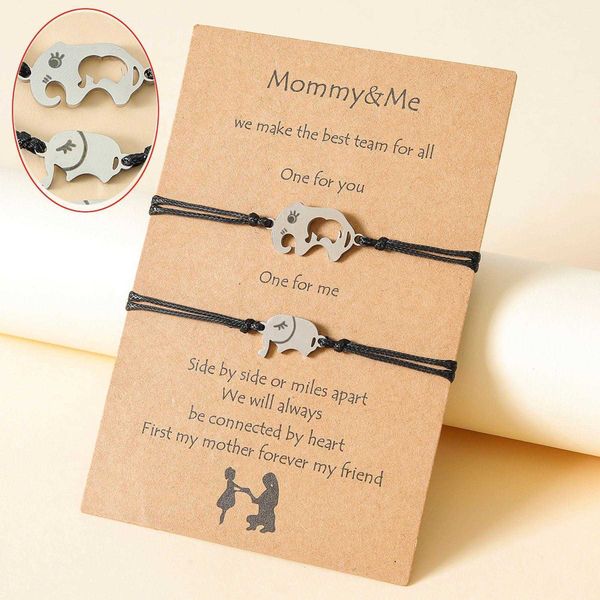 mothers day card bracelet creative stainless steel hollow elephant wax rope woven, Golden;silver
mothers day card bracelet creative stainless steel hollow elephant wax rope woven, Golden;silver