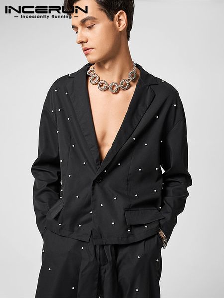 men's suits blazers incerun fashion men blazer lapel long sleeve one button casual crop suits men autumn streetwear leisure thin coats, White;black
men's suits blazers incerun fashion men blazer lapel long sleeve one button casual crop suits men autumn streetwear leisure thin coats, White;black
