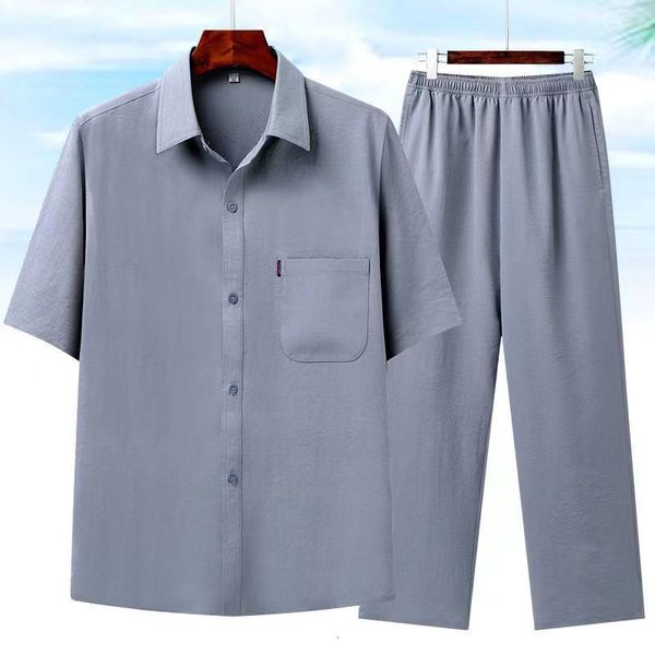 mens tracksuits summer men set outfit clothes loose casual lce silk cotton suit shortsleeved shirt pants 2piece for male 230512, Gray
mens tracksuits summer men set outfit clothes loose casual lce silk cotton suit shortsleeved shirt pants 2piece for male 230512, Gray