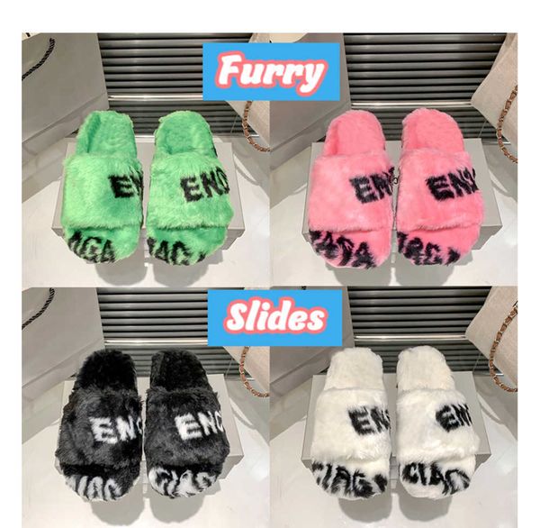 luxury slippers allover furry slide sandals with box men women shoes beige ebony white pink green black flat men designer slipper eur 35-45
luxury slippers allover furry slide sandals with box men women shoes beige ebony white pink green black flat men designer slipper eur 35-45