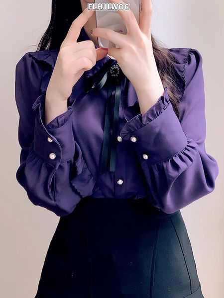 shirts 2022 woman cute sweet girls thin semi transparent ribbon bow tie retro vintalge blusas purple green white button shirts
shirts 2022 woman cute sweet girls thin semi transparent ribbon bow tie retro vintalge blusas purple green white button shirts