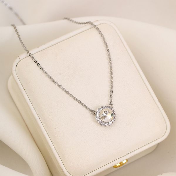 delicate zircon diamond necklace women's jewelry titanium steel non-fading necklace women's holiday gift, Silver
delicate zircon diamond necklace women's jewelry titanium steel non-fading necklace women's holiday gift, Silver