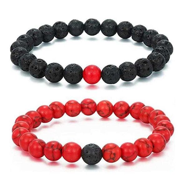 turquoise bracelet volcanic rock couple chain stone beads red jewelry set, Black
turquoise bracelet volcanic rock couple chain stone beads red jewelry set, Black