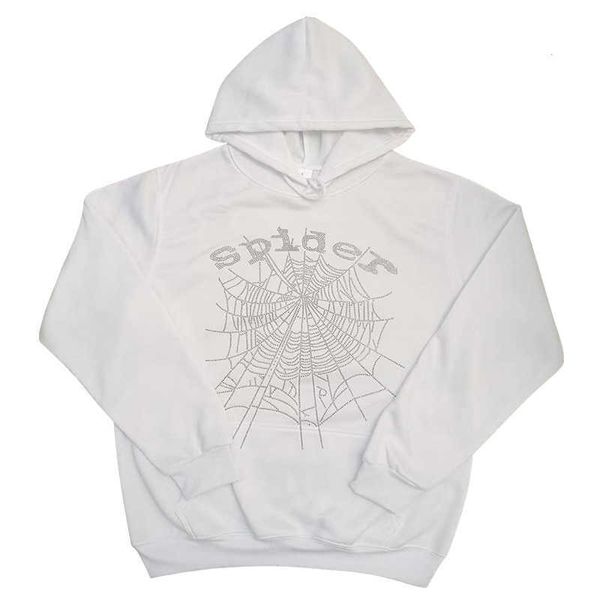 

men's hoodies fashion sp5der 555555 sweatshirts designer 2023 white cotton embedded diamond hooded men women web graphic quality spider, Black