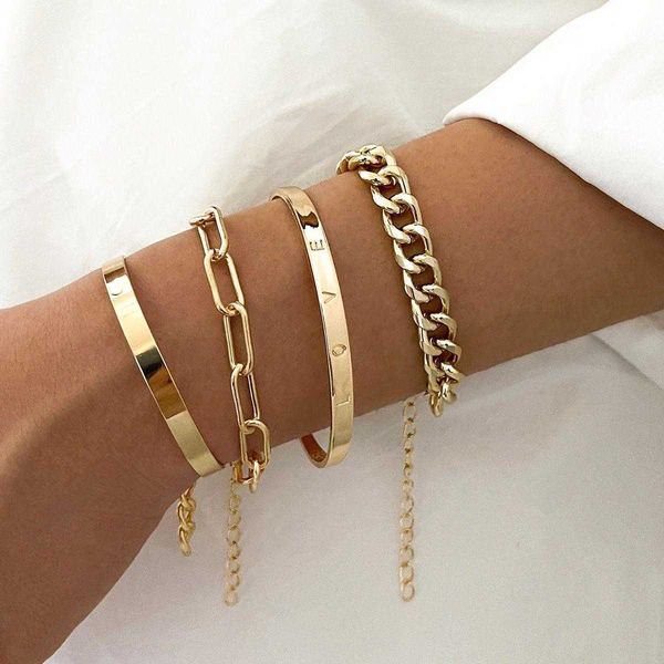 ornament punk brace lace bracelet womens chain english letter love four piece wholesale, Black
ornament punk brace lace bracelet womens chain english letter love four piece wholesale, Black