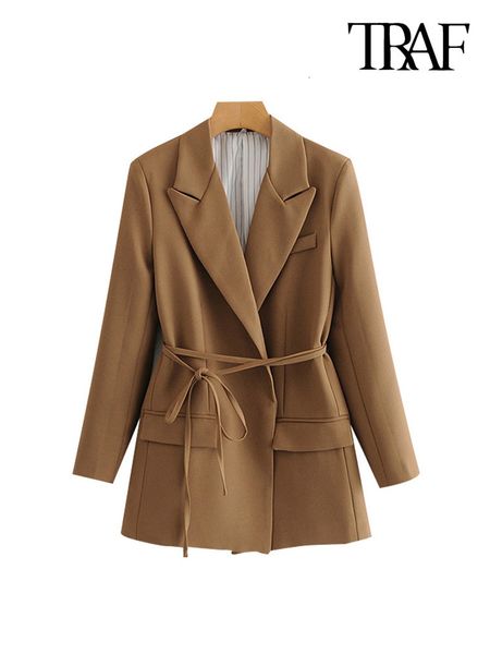 women's suits blazers traf women fashion with tied wrap blazers coat vintage long sleeve pockets female outerwear chic 230515, White;black
women's suits blazers traf women fashion with tied wrap blazers coat vintage long sleeve pockets female outerwear chic 230515, White;black