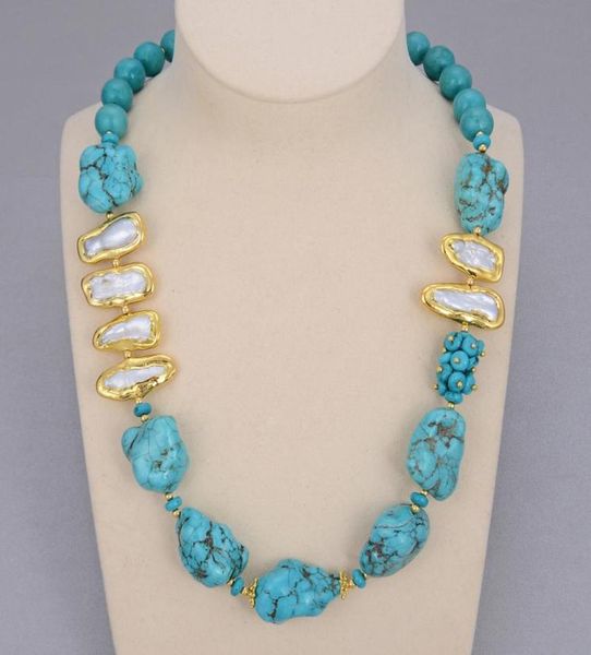 guaiguai jewelr blue turquoises rough natural white biwa freshwater pearl choker necklace 21quot vintage for women9054659, Silver
guaiguai jewelr blue turquoises rough natural white biwa freshwater pearl choker necklace 21quot vintage for women9054659, Silver