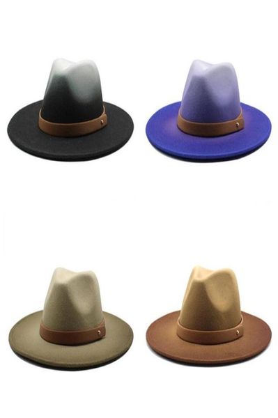 new gradient felt fedora hats men women spraypainted jazz caps fashion panama cap imitation wool brim hat man mens church party h8158166, Blue;gray
new gradient felt fedora hats men women spraypainted jazz caps fashion panama cap imitation wool brim hat man mens church party h8158166, Blue;gray