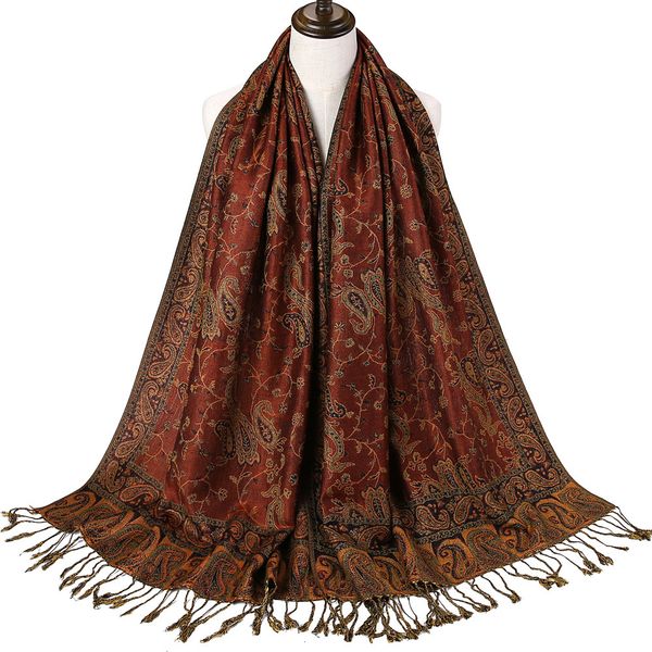 sarongs paisley jacquard flowers borders pashmina silk scarf shawl wrap blanket reversible classic tassels for women 70x180cm 200g 230515, Blue;gray
sarongs paisley jacquard flowers borders pashmina silk scarf shawl wrap blanket reversible classic tassels for women 70x180cm 200g 230515, Blue;gray