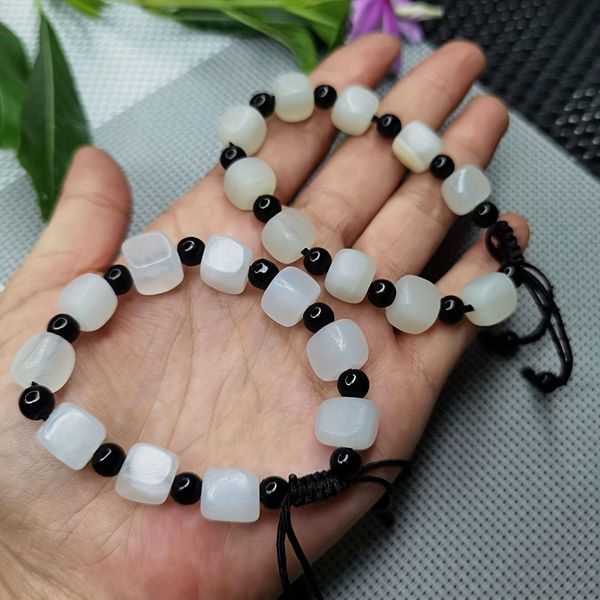 real natural small blocks afghan jade bracelet women and man lover jewelry, Black