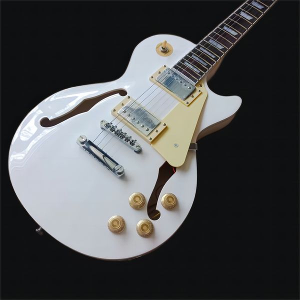 classic brand semi-hollow jazz electric guitar with 6-string polished white gloss 58
classic brand semi-hollow jazz electric guitar with 6-string polished white gloss 58