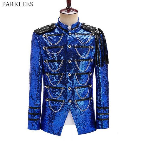 men's suits blazers royal blue sequin embellished military blazer jacket men stage party prom mens tuxedo suit jacket singer show dj co, White;black
men's suits blazers royal blue sequin embellished military blazer jacket men stage party prom mens tuxedo suit jacket singer show dj co, White;black
