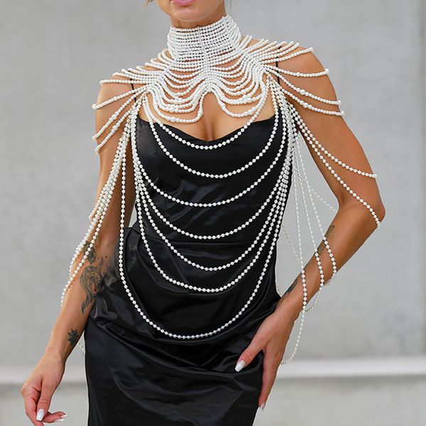 pendant necklaces women's pearl shawl necklace body chain pearl necklace shoulder pearl bra sweater wedding dress body jewelry 230512, Silver
pendant necklaces women's pearl shawl necklace body chain pearl necklace shoulder pearl bra sweater wedding dress body jewelry 230512, Silver