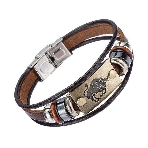 vintage 12 constellation bracelet genuine leather men and women simple stainless steel buckle cowhide ornament, Golden;silver
vintage 12 constellation bracelet genuine leather men and women simple stainless steel buckle cowhide ornament, Golden;silver