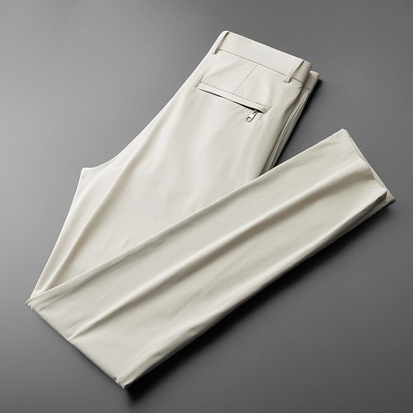 men's pants browon brand men pants summer business fashion straight casual pants mid light elastic loose ice silk breathable thin pants, Black
men's pants browon brand men pants summer business fashion straight casual pants mid light elastic loose ice silk breathable thin pants, Black