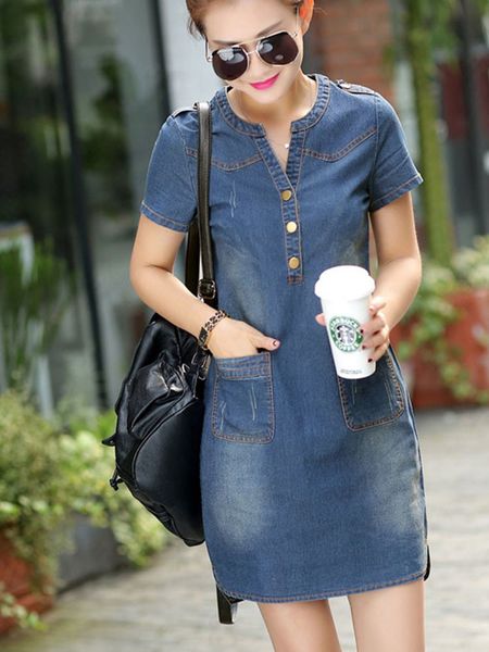 casual dresses arrival summer women denim dresses short sleeves loose a word dresses v-neck solid denim dresses 230515, Black;gray
casual dresses arrival summer women denim dresses short sleeves loose a word dresses v-neck solid denim dresses 230515, Black;gray