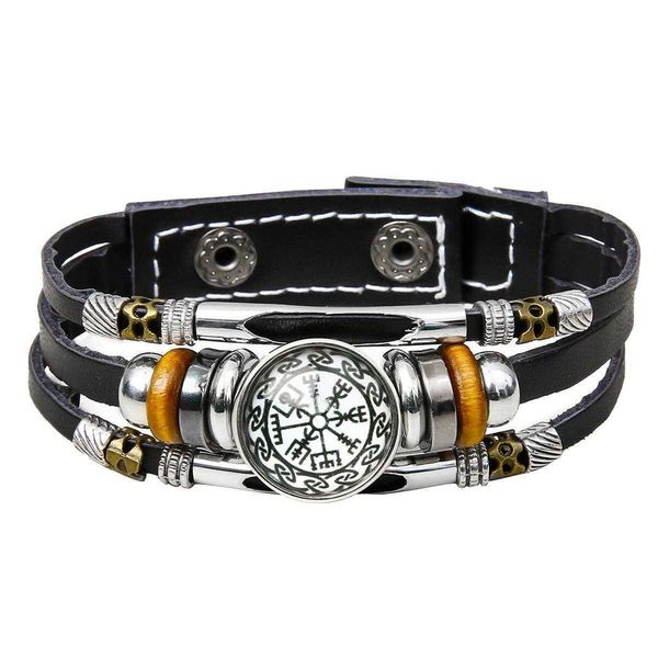 viking pirate compass pattern leather strands bracelet vintage multi layer beaded, Black
viking pirate compass pattern leather strands bracelet vintage multi layer beaded, Black