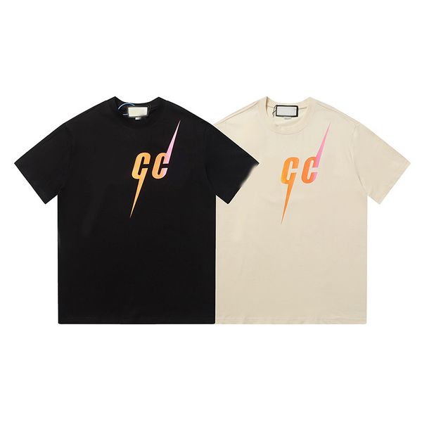 2023 summer new luxury short-sleeved lightning letter pattern printed round neck casual loose men's and women's t-shirt of the sam, White;black
2023 summer new luxury short-sleeved lightning letter pattern printed round neck casual loose men's and women's t-shirt of the sam, White;black