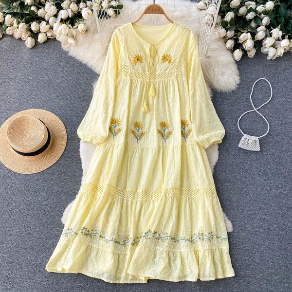 casual dresses vintage chic women bohemian heavy flowers embroidered cotton medium length dress robe ladies v neck tassel boho maxi dresses, Black;gray
casual dresses vintage chic women bohemian heavy flowers embroidered cotton medium length dress robe ladies v neck tassel boho maxi dresses, Black;gray