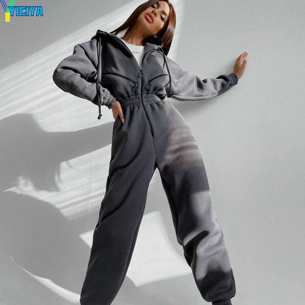 yiciya women basic hoodie jumpsuit zipper drawstring overall tracksuits high waist elasticity streetwear tracksuit rompers casual one piece, Gray
yiciya women basic hoodie jumpsuit zipper drawstring overall tracksuits high waist elasticity streetwear tracksuit rompers casual one piece, Gray