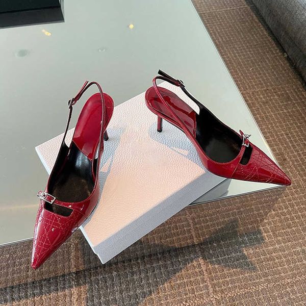 sandals solid pointed toe slingbacks patent leather high heels buckle strap stiletto pumps metal decor women shoes shallow zapatos 230417, Black
sandals solid pointed toe slingbacks patent leather high heels buckle strap stiletto pumps metal decor women shoes shallow zapatos 230417, Black