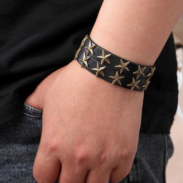retro cattle leather bracelet metal alloy five pointed star street adjustable ornament wholesale men, Golden;silver
retro cattle leather bracelet metal alloy five pointed star street adjustable ornament wholesale men, Golden;silver