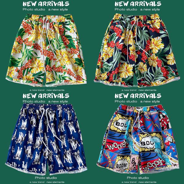 men's clothing flower shorts summer beach pants thin five point trend loose fitting large seaside sports quick drying casual, White;black
men's clothing flower shorts summer beach pants thin five point trend loose fitting large seaside sports quick drying casual, White;black