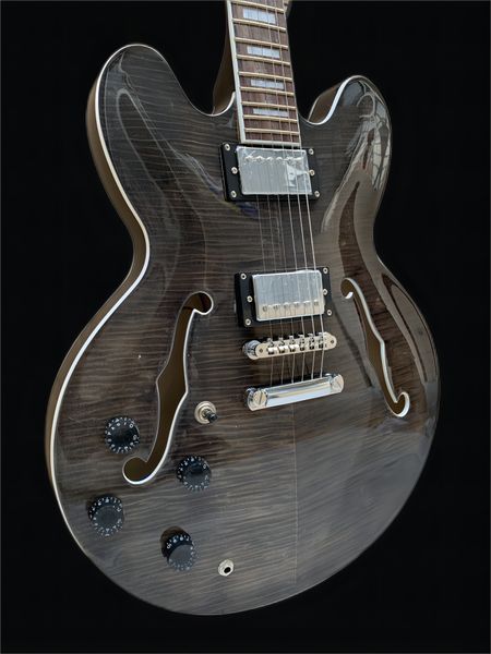 left f hole semi-hollow body electric guitar tone bridge with rear-seat trans. black glossy finish stock258
left f hole semi-hollow body electric guitar tone bridge with rear-seat trans. black glossy finish stock258