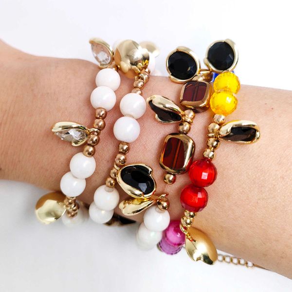 new vintage shiny colorful beads bracelet for women girls gold plate black white crystal charms fashion wrist hand jewelry gifts, Golden;silver
new vintage shiny colorful beads bracelet for women girls gold plate black white crystal charms fashion wrist hand jewelry gifts, Golden;silver