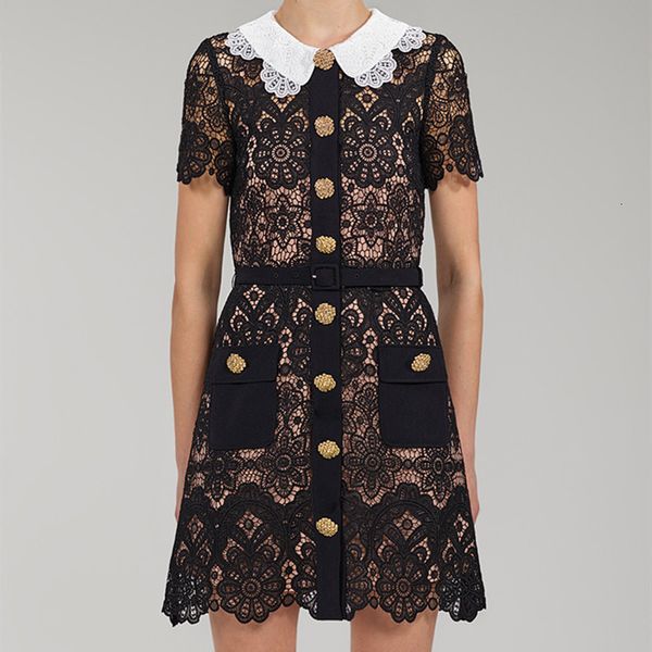 casual dresses women two pieces set mini dress lace holllow out peter pan collar single breasted short sleeve female robe with sashes 230515, Black;gray
casual dresses women two pieces set mini dress lace holllow out peter pan collar single breasted short sleeve female robe with sashes 230515, Black;gray