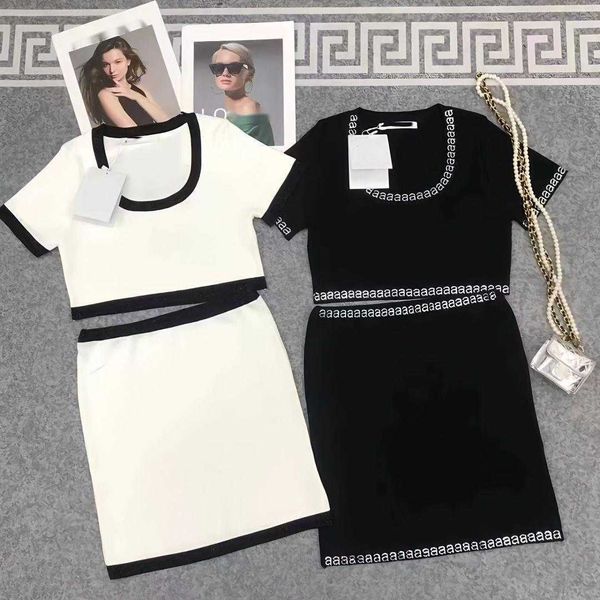 summer casual suit designer set skirt fashion diamond letter knit short t shirt slim fit hip skirts two-piece sets, White
summer casual suit designer set skirt fashion diamond letter knit short t shirt slim fit hip skirts two-piece sets, White