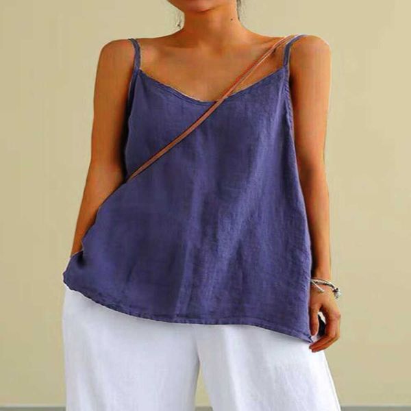 cotton and linen suspender vest for women's summer new loose linen lining sleeveless versatile bottom, White
cotton and linen suspender vest for women's summer new loose linen lining sleeveless versatile bottom, White